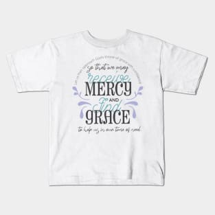 Hebrew 4:16 quotes with floral art black ver II Kids T-Shirt